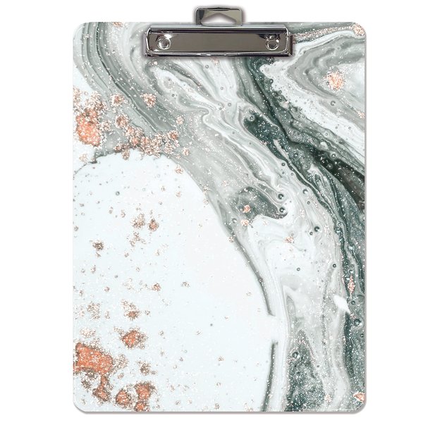 Better Office Products Fashion Clipboard, Marble Design, A4 Letter Size, 12.5in. x 9in. Wooden Clipboard, Low Profile Clip 45057